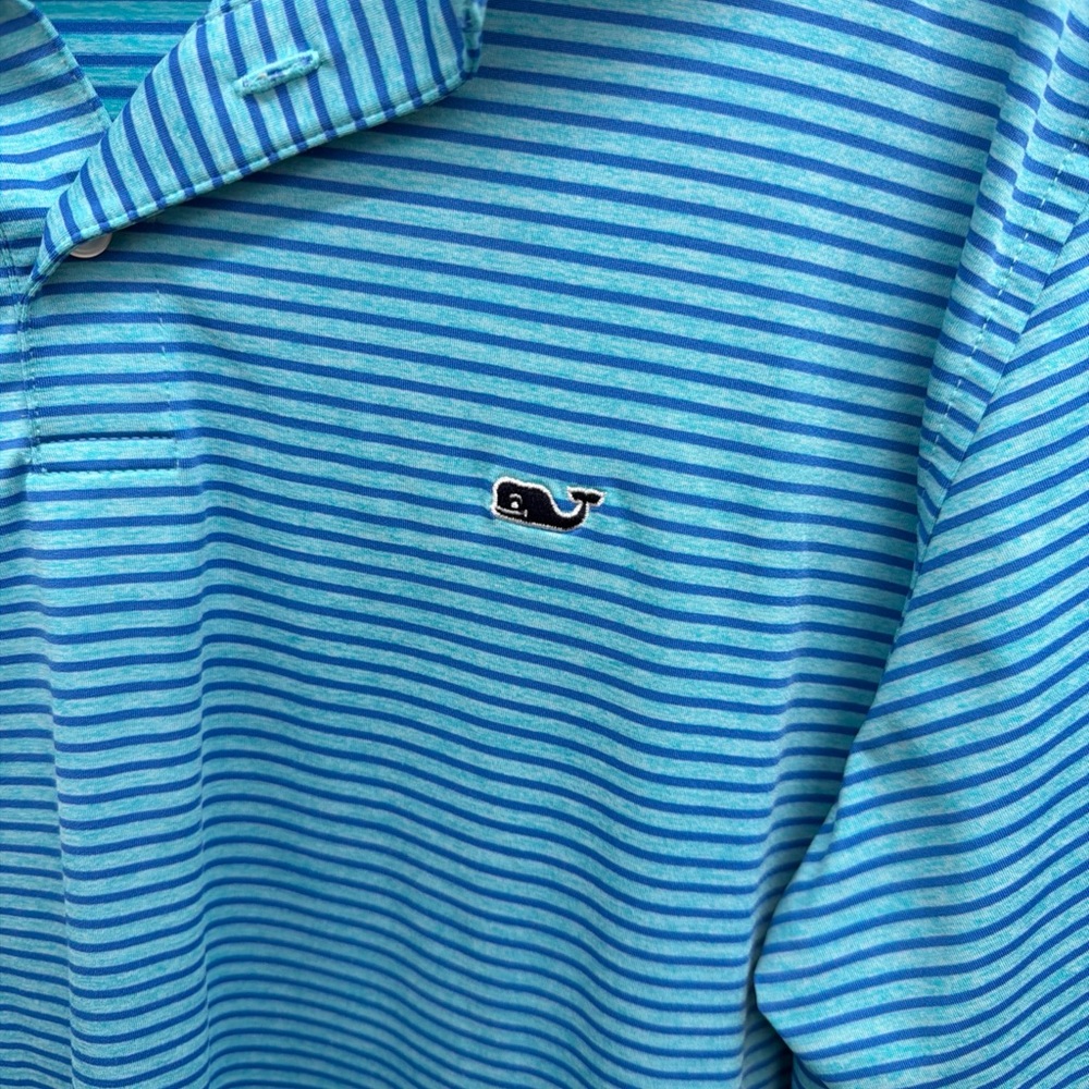 Vineyard Vines Aqua Striped Polo Shirt - Picture 3 of 14
